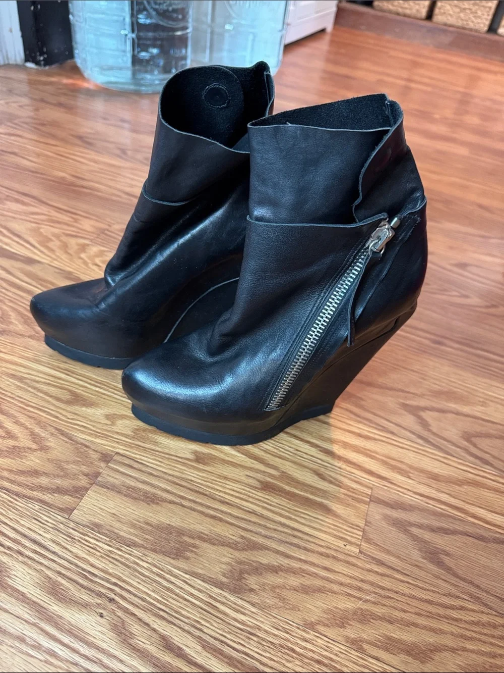 Women's platform goth vampire  Black Wedge Ankle Boot boots bootie couture